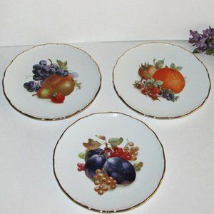 3 Vintage Cake Plates Fruit Pattern SCHUMANN ARZBERG Bavaria Germany Cottagecore